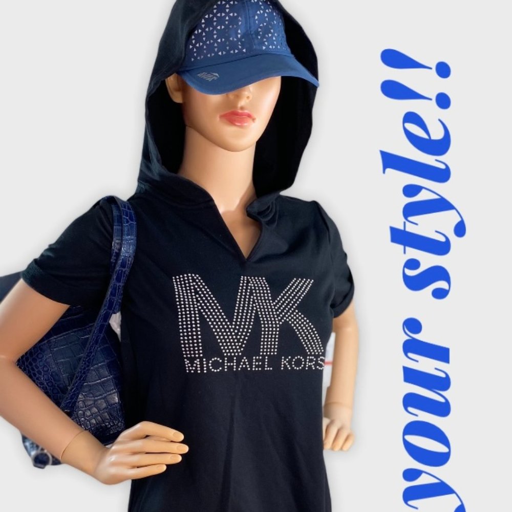 Michael Kors, Sweater Dress with a hoodie, black/silver, Size XS